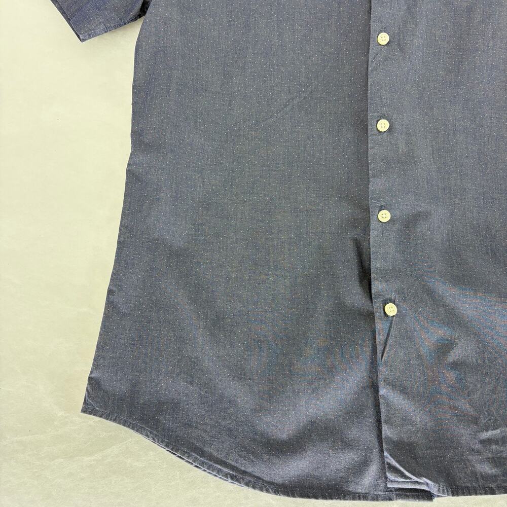 Banana Republic Slim Fit Chambray Short Sleeve Shirt Sz L Micro Dot Stretch - Picture 10 of 15